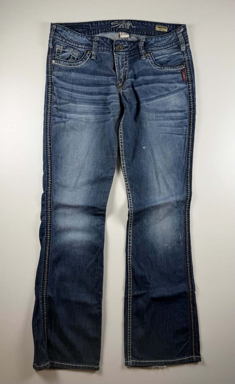 Silver Jeans Y2K Twisted Boot Cut Low Rise Blue Denim Jeans Women's W29 L33